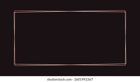 Simple rectangle geometric rose gold frame border. Vector modern design template for wedding or birthday invitation, brochure, poster and business card