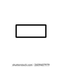 Simple rectangle icon, symbolizing structure, order, and versatility in design.