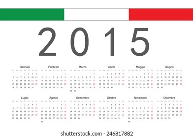 Simple rectangle Italian 2015 year vector calendar. Week starts from Monday.