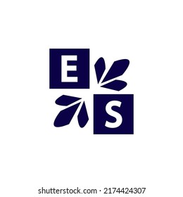 Simple rectangle and modern ES letter art, symbol, logo design for your company and business