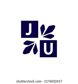 Simple rectangle and modern JU letter art, symbol, logo design for your company and business