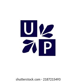 Simple rectangle and modern UP letter art, symbol, logo design for your company and business