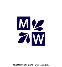 Simple rectangle and modern MW letter art, symbol, logo design for your company and business