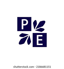 Simple rectangle and modern PE letter art, symbol, logo design for your company and business