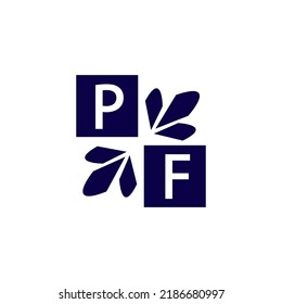Simple rectangle and modern PF letter art, symbol, logo design for your company and business