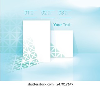 Simple Rectangle Shape A4 Page Elements Composition Covered With A Triangular Mosaic Texture On A Blue Sky Wallpaper/ Scalable EPS10 Vector 
