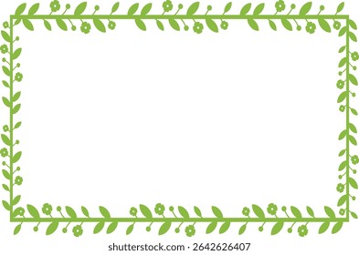 Simple Rectangular Botanical Frame in Light Green Line Design (3:2 Ratio)