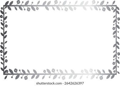 Simple Rectangular Botanical Frame in Silver Line Design (3:2 Ratio)