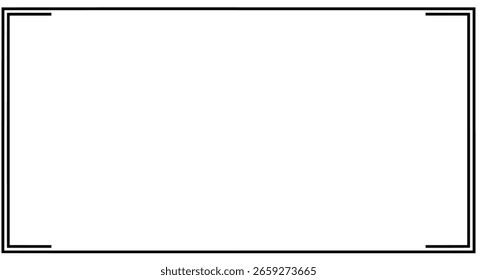 Simple rectangular frame with clean, modern corner details. A minimalist border for contemporary design, text boxes, or business cards.