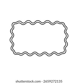 Simple rectangular frame with a clean, wavy border. A minimalist outline graphic for modern, creative design projects or text boxes.