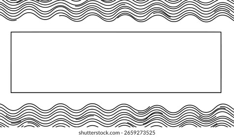 Simple rectangular frame with a hand-drawn, wavy doodle border. A minimalist and whimsical outline for creative text boxes or fun designs.
