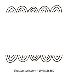 Simple rectangular frame in Scandinavian style. Black and white vector border for postcard, banner. Doodle style