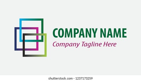 Simple rectangular logo design with a combination of several colors, intended for companies or communities, easily edited and customized according to their use