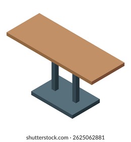 Mesa retangular simples com dois pés e uma grande superfície superior está esperando para ser usada