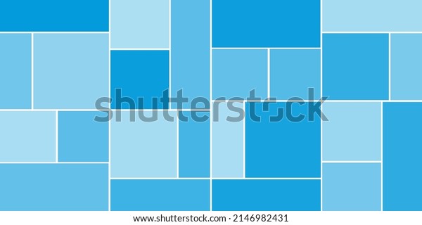 Simple\
Rectangular Tiled Frames of Various Sizes, Colored in Shades of\
Blue - Geometric Shapes Pattern, Texture on Wide Scale Background -\
Design Template in Editable Vector\
Format