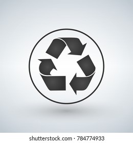 simple recycling icon in the circle, vector illustration