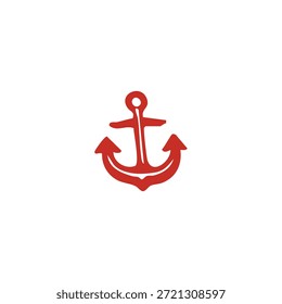 Un símbolo de ancla roja simple sobre un fondo blanco.