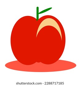 simple red apple cartoon image can be used as a logo or symbol