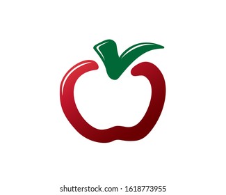 simple red Apple check style logo design inspiration