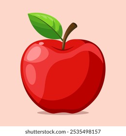 Simple Red Apple Design. Fruit Vector Illustration