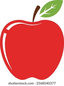 Simple Red Apple Design in Vector Format on White Background