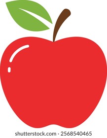 Simple Red Apple Design in Vector Format on White Background