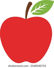 Simple Red Apple Design in Vector Format on White Background