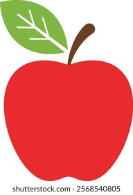 Simple Red Apple Design in Vector Format on White Background