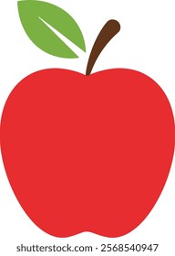 Simple Red Apple Design in Vector Format on White Background