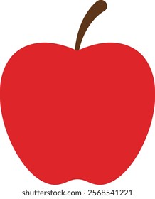 Simple Red Apple Design in Vector Format on White Background