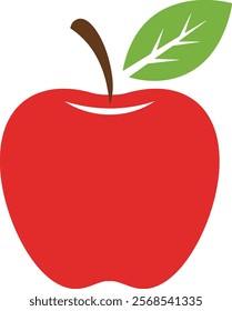 Simple Red Apple Design in Vector Format on White Background