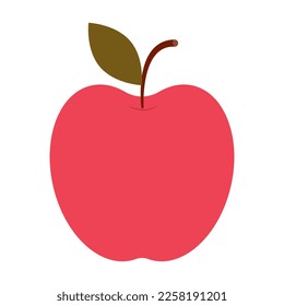 Simple red apple in flat design, fruit icon. Vector