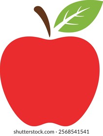 Simple Red Apple in Vector Format on White Background