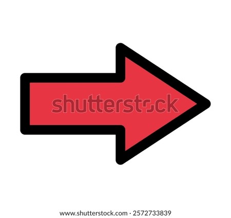 Simple red arrow with black border illustration.