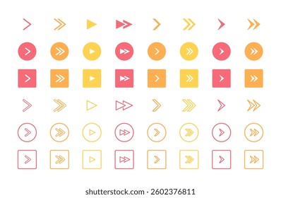 Simple red arrow icon illustration set