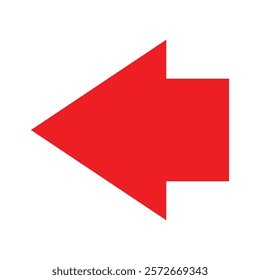 Simple red arrow icon isolated on a white background. Red arrow pointing. Vector red arrow icon.