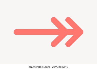 Simple red arrow pointing right on a light background. Minimalist arrow design. Red arrow icon for navigation. Directional arrow graphic. Isolated vector element.