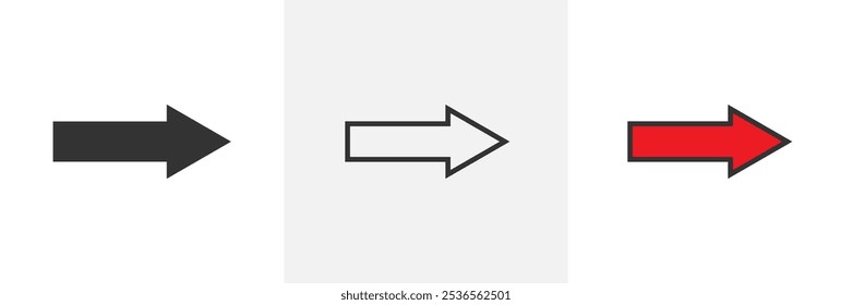 Simple Red Arrow Right Direction on a transparent background