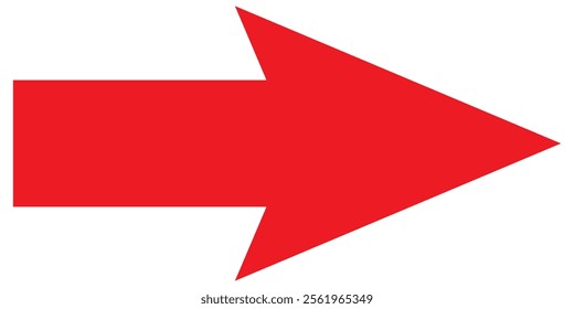 Simple Red Arrow Right Direction on a transparent background