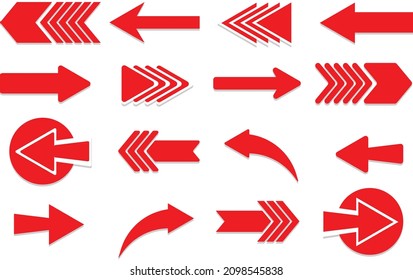 Simple Red Arrows Collections on White Paper