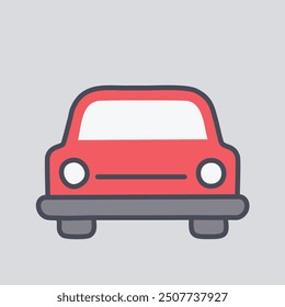 Icono de automóvil rojo simple. Ilustración plana del icono de un coche rojo, ideal para el uso en el transporte, automoción, y diseños relacionados con el vehículo.