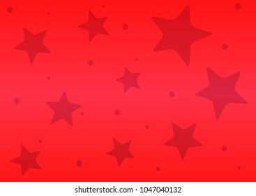 Simple red background with scattered stars and round dots. Modern vector illustration.