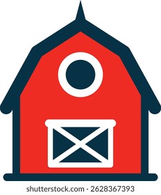 Simple Red Barn Farm Building Icon Illustration