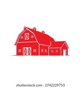 Simple red barn graphic with white details