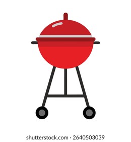 Simple red bbq grill illustration for summer cookouts and outdoor parties