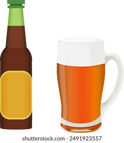 Simple Red Beer Illustration, Vector, Alcohol

