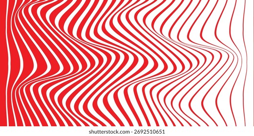 Patrón de onda de línea grande a Pequeña roja simple para fondo de póster de Anuncio.