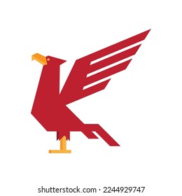 simple red bird with big wings logo vector