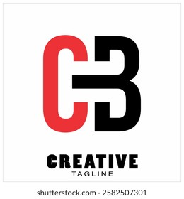Simple red and black CB letter logo vector, free design.