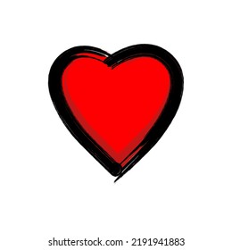 simple red black heart logo with brush frame.